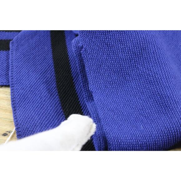 Liz Claiborne Scarf Blue Black Merino Wool Striped Vintage 1987 Hong Kong New - Picture 8 of 8